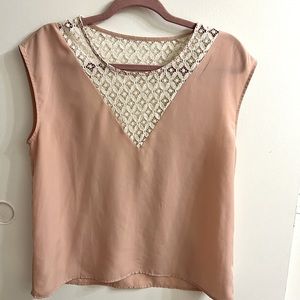 Madison Jules dusty pink and lace top size medium